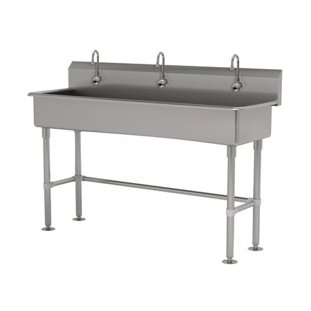 Advance Tabco 3 Station NSF 14 Ga. 304 SS Floor Mounted Sink - Electric Faucet Incl FS-FM-60EF